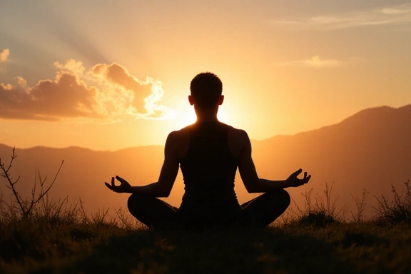 Person meditating in a serene setting, representing mental wellness