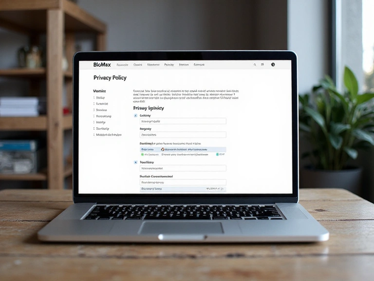 Website user settings interface on a laptop screen